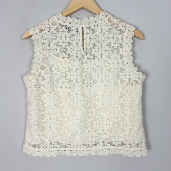 Rockin' C Ivory Embroidered Lace Top Boho Cottagecore Size Medium Women's - Picture 3 of 4
